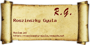Roszinszky Gyula névjegykártya